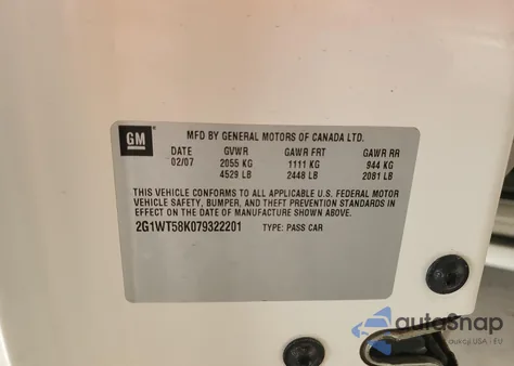 2007 Chevrolet Impala Lt z USA, uszkodzony, nr VIN 2G1WT58K079322201